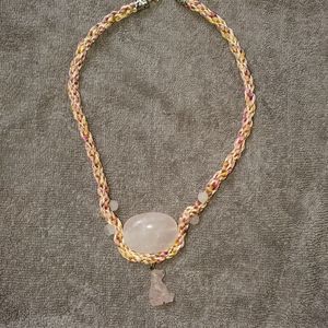 25" pinks and tan corded necklace